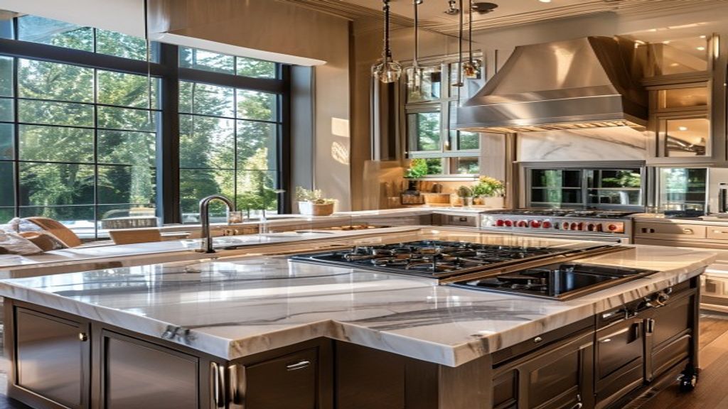 Premium bespoke kitchen islands custom built for luxury mansion upgrades and high-end kitchen renovations