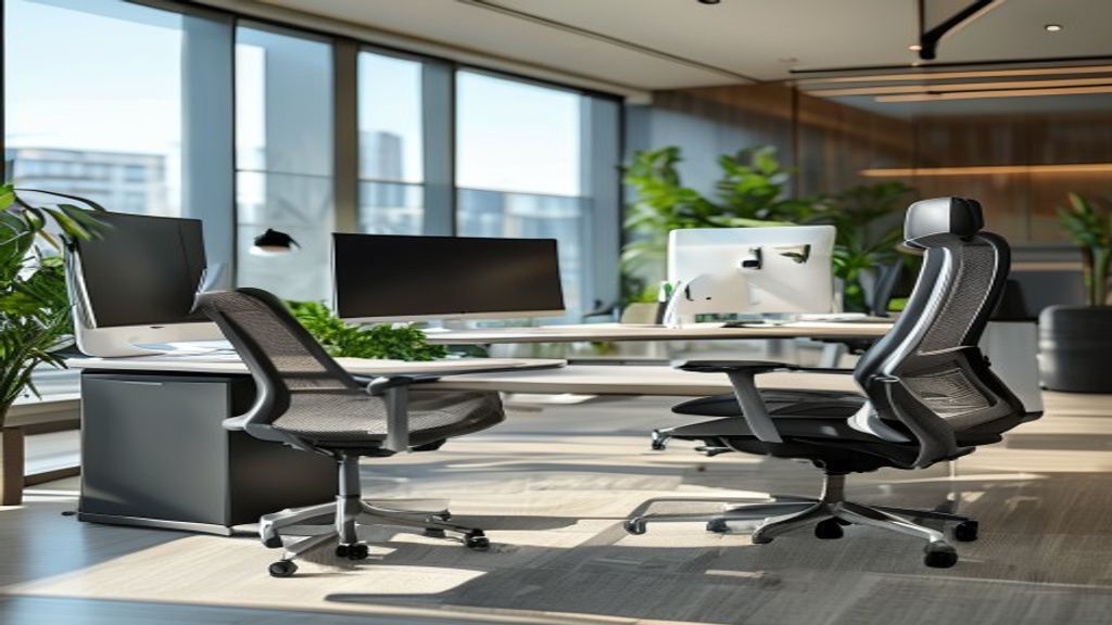 Ergonomic office furniture installation for modern corporate headquarters