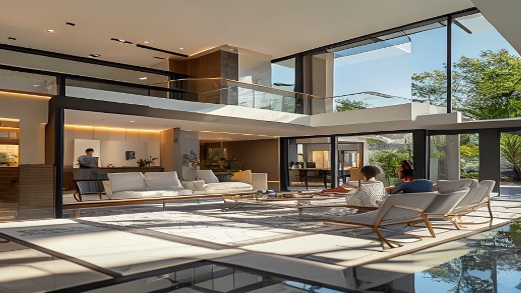 Elegant custom-built luxury villa exterior, showcasing sleek architecture for direct purchase.