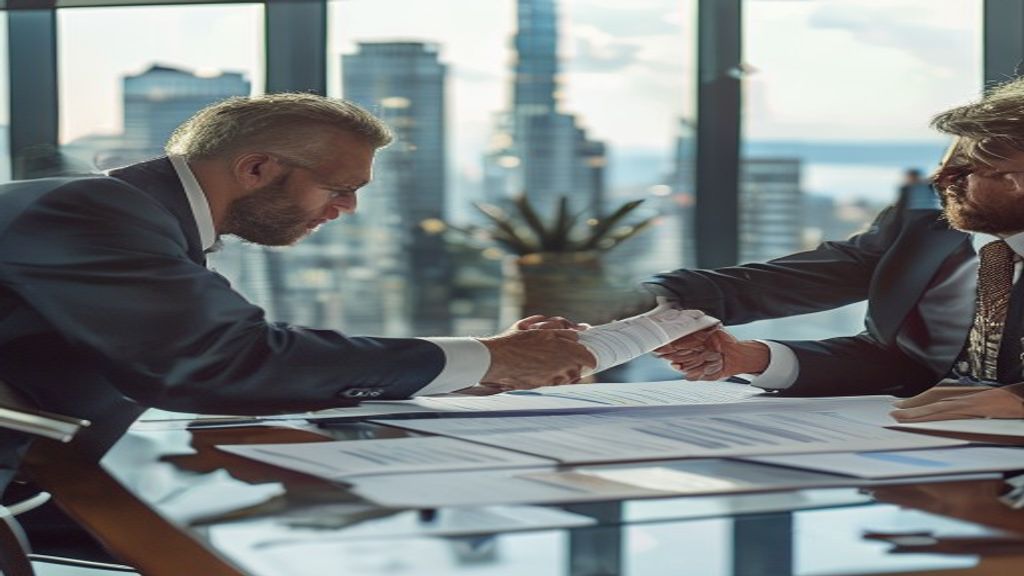 Business professionals signing a long‑term corporate lease with a leading real‑estate firm.