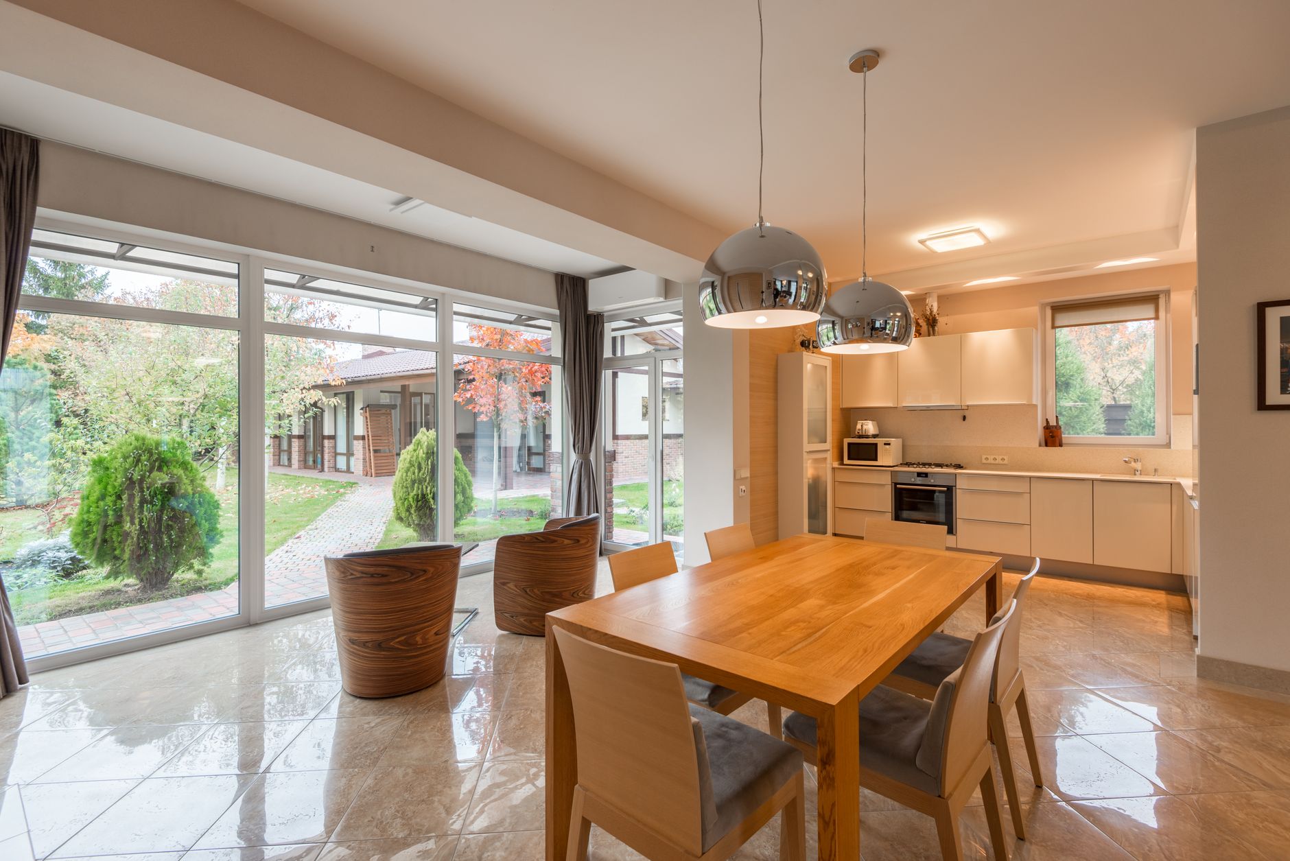 Elegant custom European kitchen cabinets enhancing a luxury villa’s modern culinary space